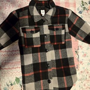 GAP Kids Black and Red Checkered Button Down Shirt